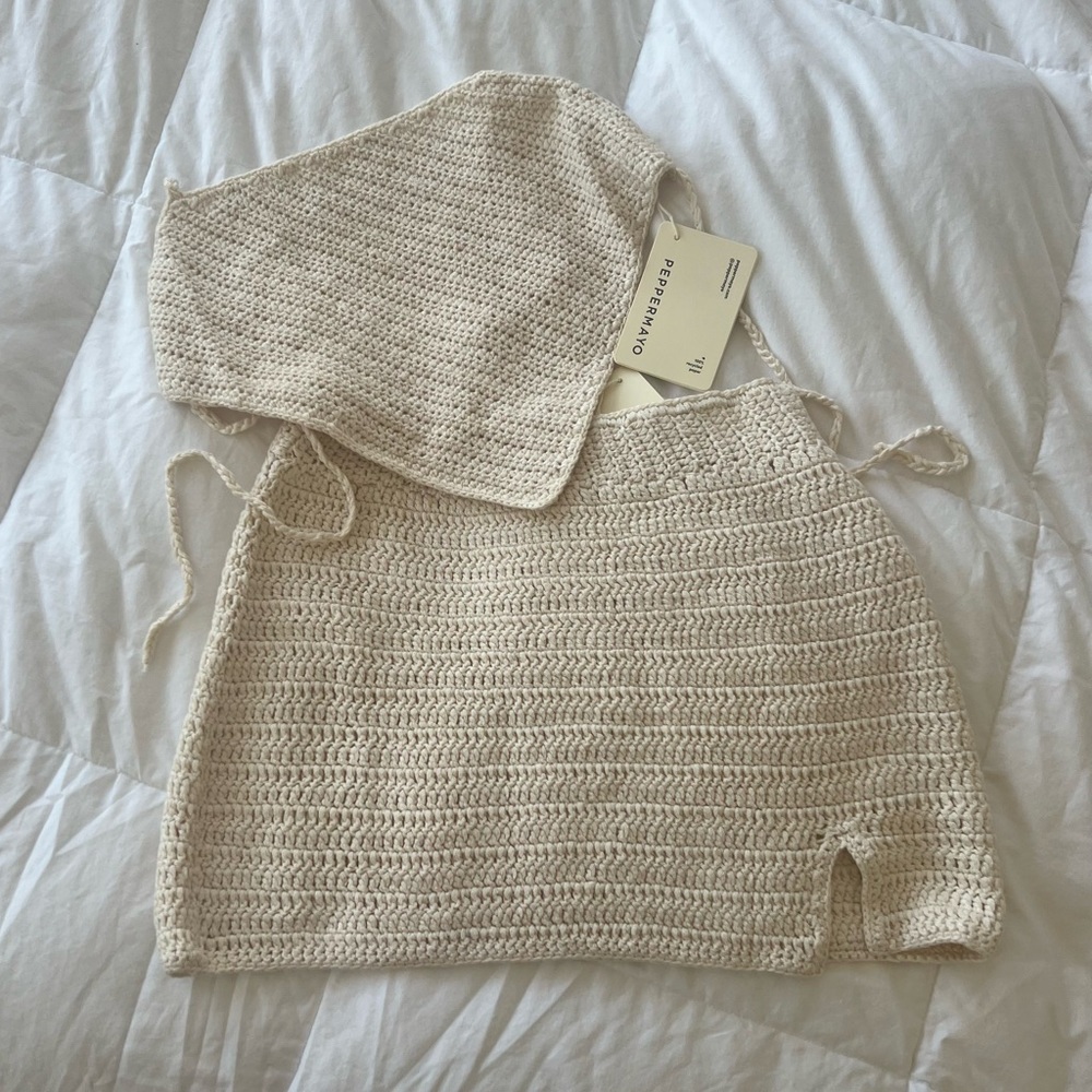 Crotchet skirt set in Cream